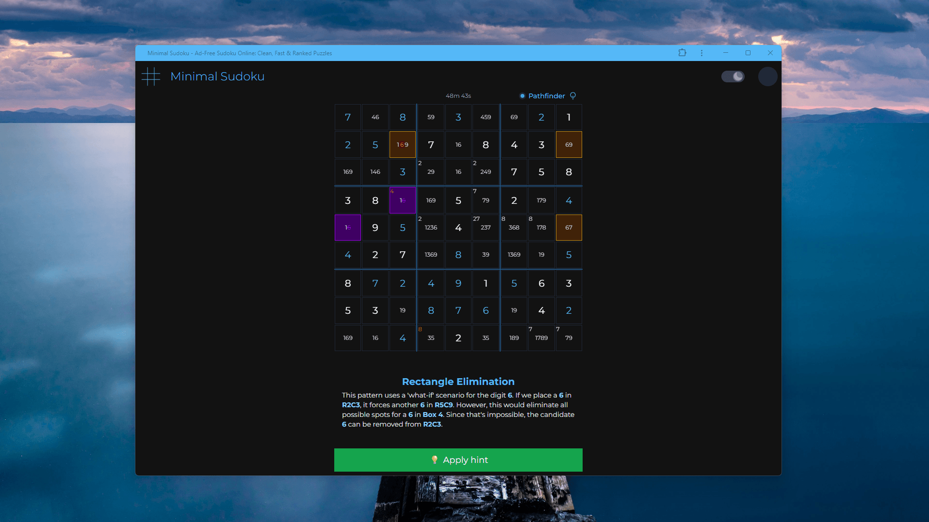 Minimal Sudoku Pathfinder logic solver