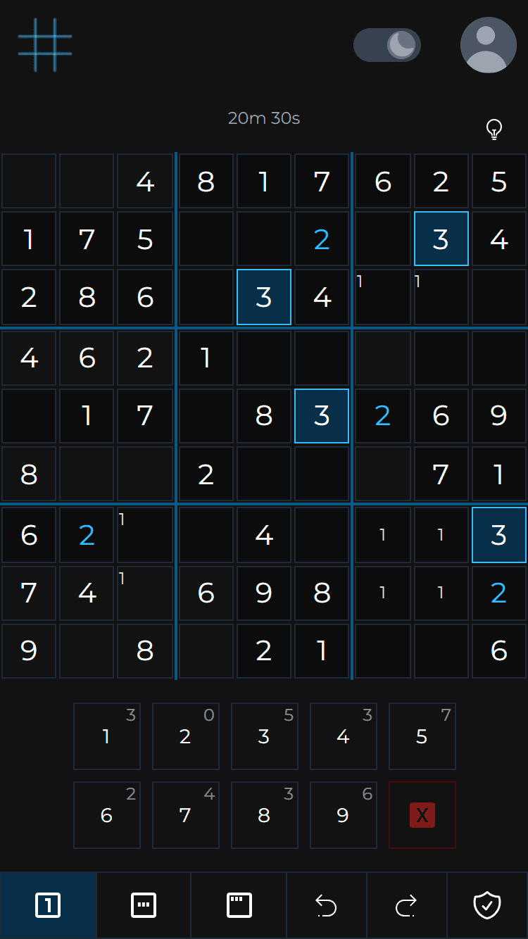Minimal Sudoku mobile gameplay screenshot